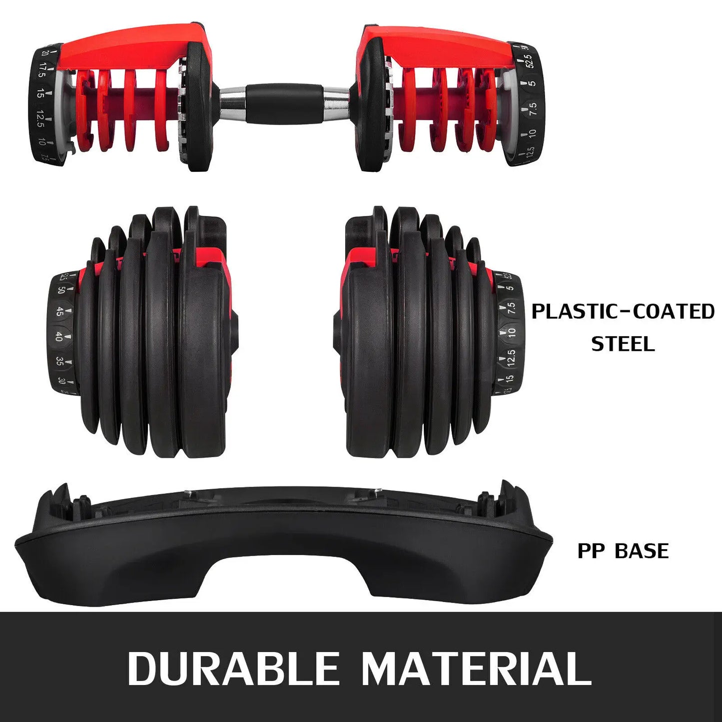 Adjustable Dumbbell 5LBS-52.5LBS Fitness Workouts Dumbbells Weight Set Sports Fitness Equipment Free Shipping